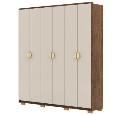 Imagem de Guarda-roupa Casal 100% Mdf 6 Portas 4 Gavetas Bolonha Imbuia Fendi - 