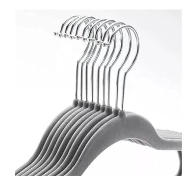 Imagem de Cabide de Veludo Adulto 45cm Cinza 10 Pecas