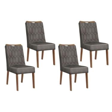 Imagem de Kit 4 Cadeiras De Cozinha Bia 4 Un Freijó Suede Lunar