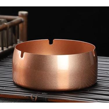 Imagem de Cinzeiro de aço inoxidável ouro rosa de 4 x 10 cm de diâmetro, bandejas redondas de fundo plano para uso interno e externo