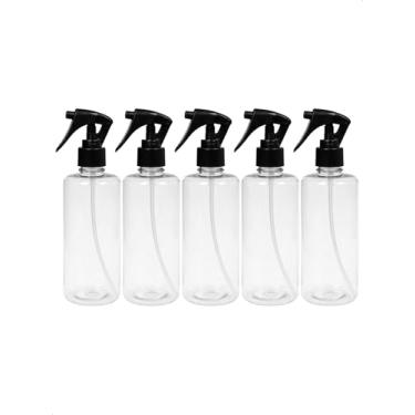 Imagem de Kit 5 Frasco Cilindrico Borrifador Preto Mini Trigger Pulverizador com Válvula Multiuso 300ml