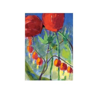 Imagem de BMZFYBS Pôster e impressões em tela de flores vintage - reprodução de pintura de arte de parede famosa - Flores vermelhas 2 imagens para sala de estar 90 x 125 cm 35 x 49 pol. Sem moldura