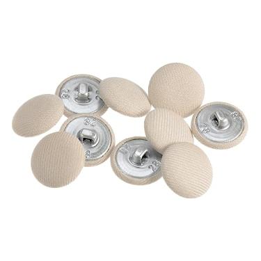 Imagem de Generic 10 peças de tecido 28L botão coberto de tecido 18 mm haste de metal botões de costura redondos para ternos blusas, bege