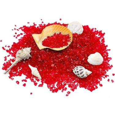 Imagem de Cascalho para aquário de peixes de 450 g, vidro triturado de alto brilho para decorações de aquário, enchimento de vaso (vermelho)
