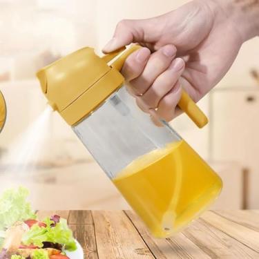 Imagem de Frasco de spray de óleo, dispensador de óleo 2 em 1 e spray de óleo, garrafa de azeite de oliva de vidro de 473 ml para cozinha, laranja