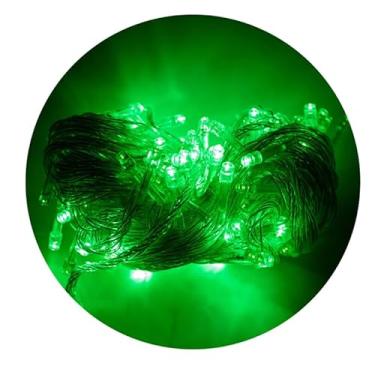 Imagem de Pisca-Pisca LED 10 Metros com 100 Lâmpadas 110V – Cordão Decorativo para Natal, Festas, Árvores, Quartos e Ambientes Internos | 8 Modos de Iluminação e Efeito Gotas (Verde)