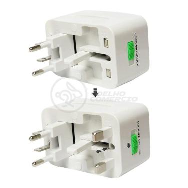 Imagem de Adaptador Tomada Universal Padrão 150 Países Uk Europa Eua Asia Viagem Bivolt 110/220 Bivolt Aio