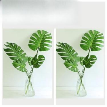 Imagem de Folhas Artificial Verde Planta Folhas Costela De Adão Artificiais Para Decoração Plantas Seca Artificial(10unidade（2grande+4médio+4pequ)