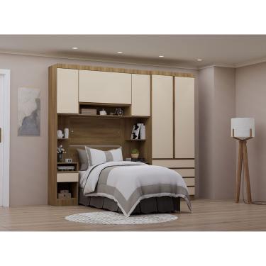 Imagem de Quarto Solteiro Guarda Roupa Mesas De Cabeceira 263cm Veneza Avelã Pf-arenas Pf