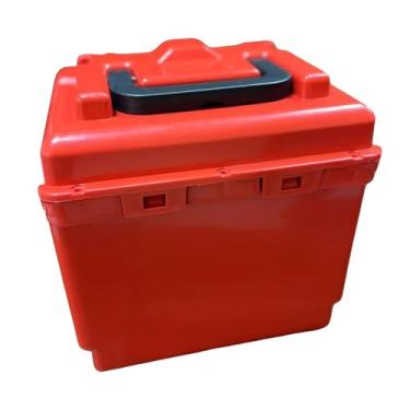 Imagem de Generic Caixa de armazenamento para bateria de bicicleta elétrica à prova d'água com alça, acessório para transporte, suporte para bateria para bicicleta, Vermelho