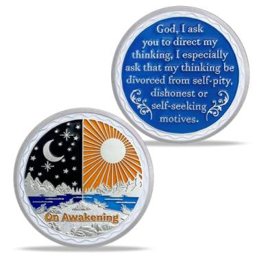 Imagem de Imasoner Presentes de Moeda de Sobriedade Sol e Lua | Medalhão AA Dia e Noite com Citação Inspiradora | Token de Recuperação de Chip HA AA | Presente de aniversário de narcóticos e alcoólicos anônimos
