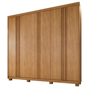 Imagem de Guarda Roupa Porto 6 Portas Ripado 4 Gavetas 10 Prateleiras Cinamomo