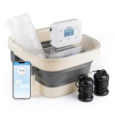 Imagem de Máquina de desintoxicação iônica Bluetooth para uso em spa doméstico, com controle de aplicativo, banheira de imersão dobrável, 2 matrizes de íons, 100 forros de lavatório, temporizador para