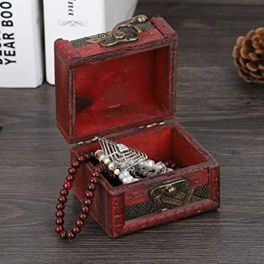 Imagem de Dioche Caixa de Armazenamento de Jóias Madeira Vintage Com Capa - Caixa Jóias Madeira Decorativa para Mesa e Presente Casamento - Compacto e Ecológico (Uvas douradas)