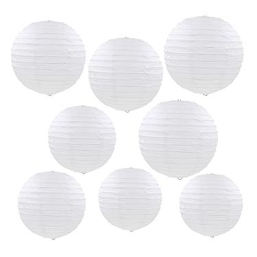 Imagem de ccHuDE 8 peças 10 cm 15 cm 20 cm 25 cm lanternas de papel chinesas redondas lanternas de papel decorativas de papel para decorações de festa de casamento brancas