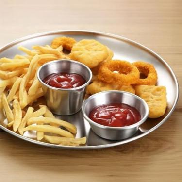 Imagem de 1 pç copo de molho de aço inoxidável 304 reutilizável mini salada molho de tomate prato de molho de piquenique ao ar livre utensílio de cozinha (estilo A, 6 * 4,2 cm)