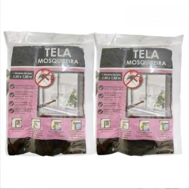 Imagem de KIT Tela Mosquiteiro Janela 130x150cm Removível com Fecho Contato e Fita Dupla Face Contra Insetos(130x150cm 2pc)