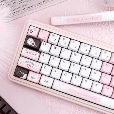 Imagem de COOMICKEY Teclas PBT 60 65 75 100 por cento, MOA Profile Keycaps Dye-Sublimation, Pink Chocolate Conjunto de 149 teclas personalizadas para teclado mecânico Cherry MX 61/64/68/84/87/100/104/108 Cherry