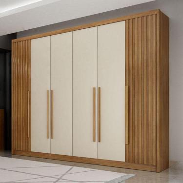 Imagem de Guarda Roupa Casal Ripado Ambiente Bragança 6 Portas 6 Gavetas Cumaru 25 Fendi - Novo Horizonte