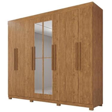 Imagem de Guarda-roupa De Casal 100% Mdf 8 Portas 4 Gavetas Itália Com Espelho