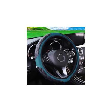 Imagem de Couslcd Capa de volante de couro de carro de 38 cm, acessórios automotivos, elástico, respirável, antiderrapante, protetor de roda macio para homens e mulheres, adequado para SUVs, caminhões, veículos