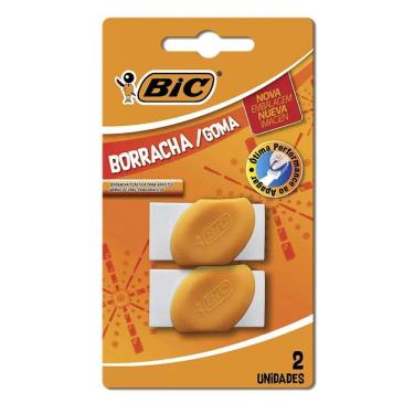 Imagem de Borracha Branca com Capa Laranja com 2 Bic
