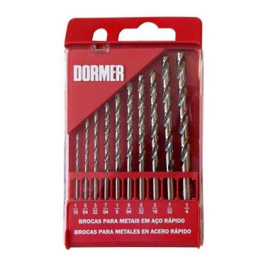 Imagem de Jogo de Brocas Aço Rápido Curta DIN 338 com 10 Peças - Dormer A29010PB
