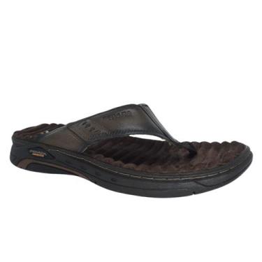 Imagem de Chinelo Pegada Casual de Dedo Couro Amortecimento Masculino Marrom, 38