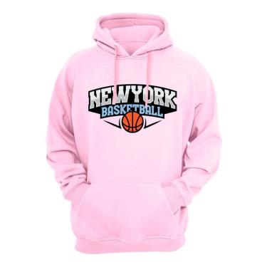 Imagem de Blusa de Frio Moletom Masculino Flanelado Estampa Basquete Punho e Capuz Cordao Ajustavel