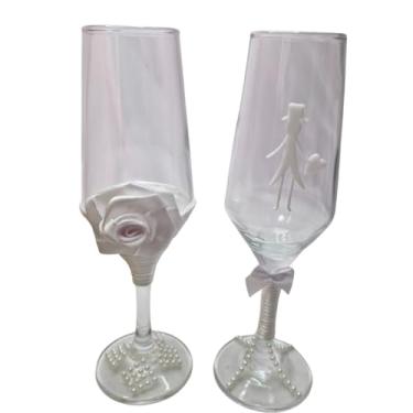 Imagem de 2 Taças Vidro Casamento Romântico Noivos Amor
