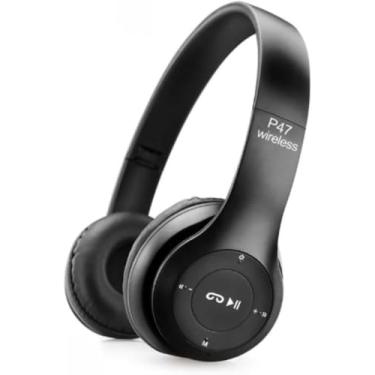Imagem de Fone de Ouvido Headphone P47 Sem Fio Bluetooth Wireless Dobrável Com Microfone Regulável Para Corrida Academia Escritório Caminhada Linha Premium (Cores Sortidas/Preto/Preto vermelho/Preto azul)