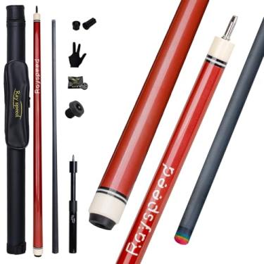 Imagem de Ray speed Taco de sinuca de fibra de carbono 12,5 mm de baixa deflexão tecnologia de carbono para adultos taco de bilhar profissional com junta de pino Uni-loc