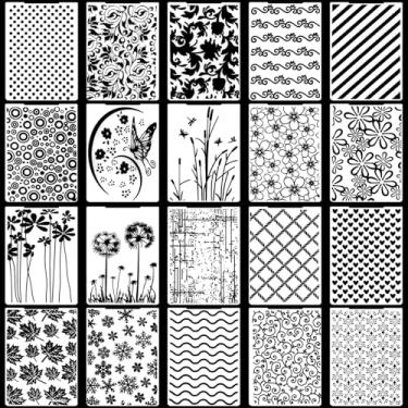 Imagem de Pacote com 20 pastas em relevo para fazer cartões em relevo, modelo de estêncil, faça você mesmo, molde de decoração de cartão de papel de plástico para álbum de recortes, artesanato faça você mesmo