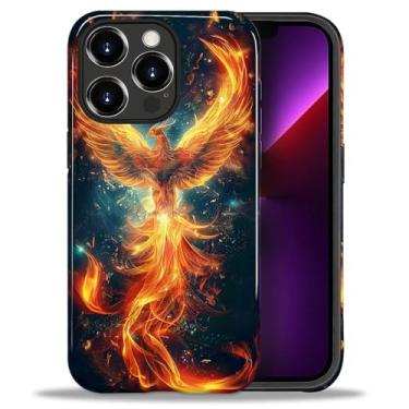 Imagem de Punmada Capa para iPhone 13 Pro Max, capa rígida híbrida à prova de choque de silicone para iPhone 13 Pro Max Spread Wings Fire Phoenix