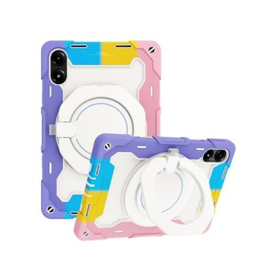 Imagem de Capa para Xiaomi Redmi Pad Pro 12,1 polegadas com suporte giratório 360, alça de ombro, capa militar resistente para Xiaomi Poco Pad 12,1 polegadas (rosa arco-íris)