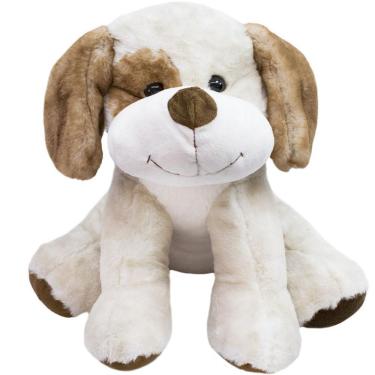 Imagem de Cachorro Mancha Marrom Olho Sorrindo Sentado 19Cm - Pelúcia