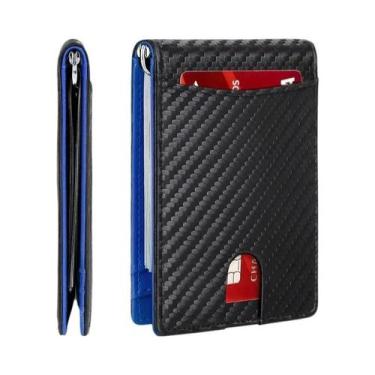 Imagem de Carteira Inteligente Slim Para Homens Com Bloqueio RFID Em Fibra De Ca