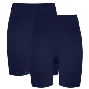 Imagem de Kit 2 Bermuda Legging Feminina Academia Esportiva Trifil, Marinho, M
