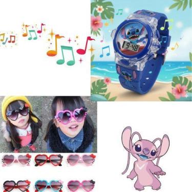 Imagem de kit Relógio Infantil Pisca Toca Musical Personagem Disney Homem aranha