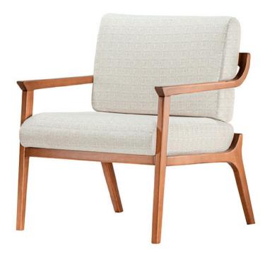 Imagem de Poltrona Grano Ozki Com Braços Madeira Eucalipto Cedro Tecido Cinza Corda Redonda Rami