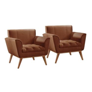 Imagem de Conjunto - 2 Poltronas Lise Luxo Madeira Maciça Castellar Corino Caramelo