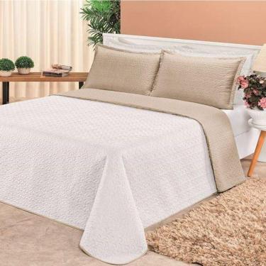 Imagem de Cobre Leito Dupla Face Casal Clara 03 Peças - Branco-cáqui