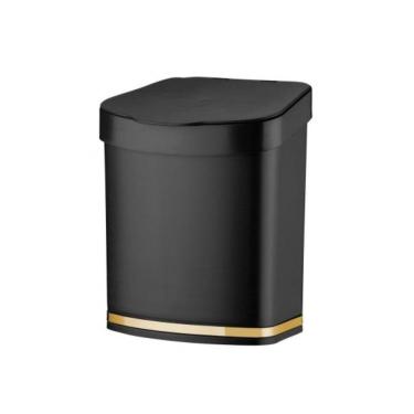 Imagem de Lixeira Em Plástico Eleganza 2,5L Future Preto E Dourado