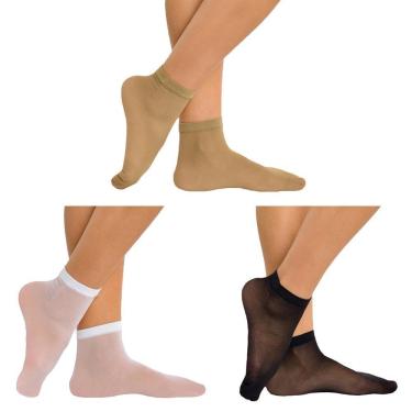 Imagem de Kit 3 Pares de Meias Soquete Selene Fio 15 Feminina