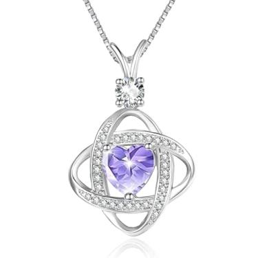 Imagem de HeartMelody Colar infinito feminino banhado a ouro branco 14 K 18 K delicado coração pingente de pedra do mês de nascimento, colar diário, aniversário, presente de aniversário para esposa e mãe