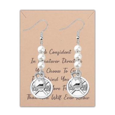 Imagem de LQRI Presentes de academia para mulheres, halteres de ginástica, brincos com pingente de musculação, presentes de treino para amantes de musculação, esportes, fitness, Small, Metal, n