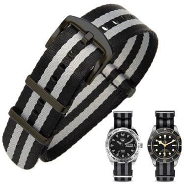 Imagem de Aoeiwv Pulseira de relógio de nylon balístico militar de 20 mm, 22 mm, com fivela pesada, macia, durável, impermeável, pulseira de reposição de nylon premium para homens e mulheres