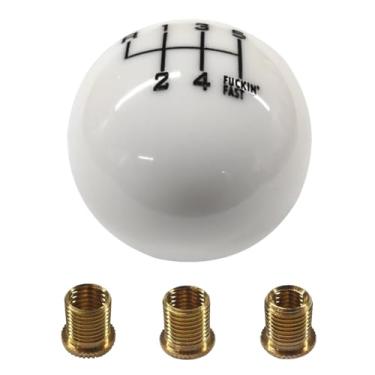 Imagem de UHANBUT Maçaneta de mudança de marcha de carro de 6 velocidades, manípulo de câmbio de carro com adaptadores M8X1.25/M10X1.5/M10X1.25, substituição de cabeça de manete de mudança de bola de resina