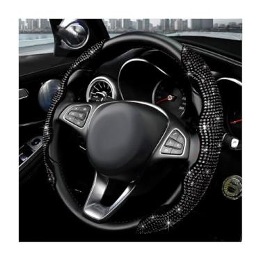 Imagem de MUQIDA 2 peças de capa de volante, protetor de volante segmentado de strass cintilante serve para 35,5 cm a 15,6 polegadas, capa antiderrapante para rodas acessórios interiores de carro para mulheres