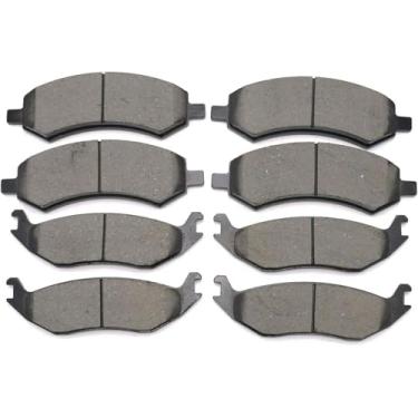 Imagem de CCTECHMASS 8 peças de pastilhas de freio dianteiras traseiras de cerâmica para Chrysler Aspen/Dodge Durango 2007-2009, Dodge Ram 1500 2006-2010, Ram 1500 2011-2018, Ram 1500 Classic 2019-2022 - Baixo